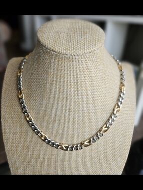 Two-Tone Gold and Silver Link Necklace - Women Jewelry